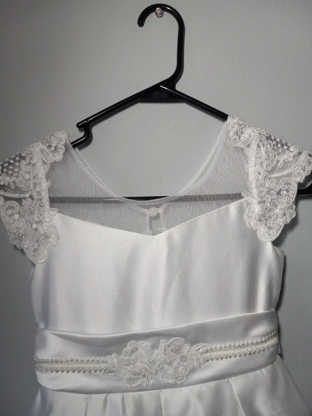 Bonnie Jean Wedding Flower Girl Or Communion White Satin Girls' Dress Size 7 - Picture 3 of 10